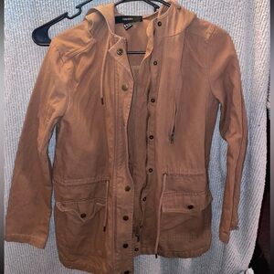 Forever 21 Tan Utility Jacket with Drawstring Hood